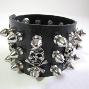 Punk Spiked Studded Skull & Crossbones Bracelet